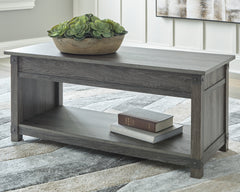 Prime Furniture - Ashley Furniture - Freedan Lift-Top Coffee Table - Rect Lift Top Cocktail Table / Grayish Brown - T175-9