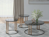 Prime Furniture - Ashley Furniture - Hannerly Table (Set of 3) - Occasional Table Set (3/CN) / Black/Gold Finish - T219-13