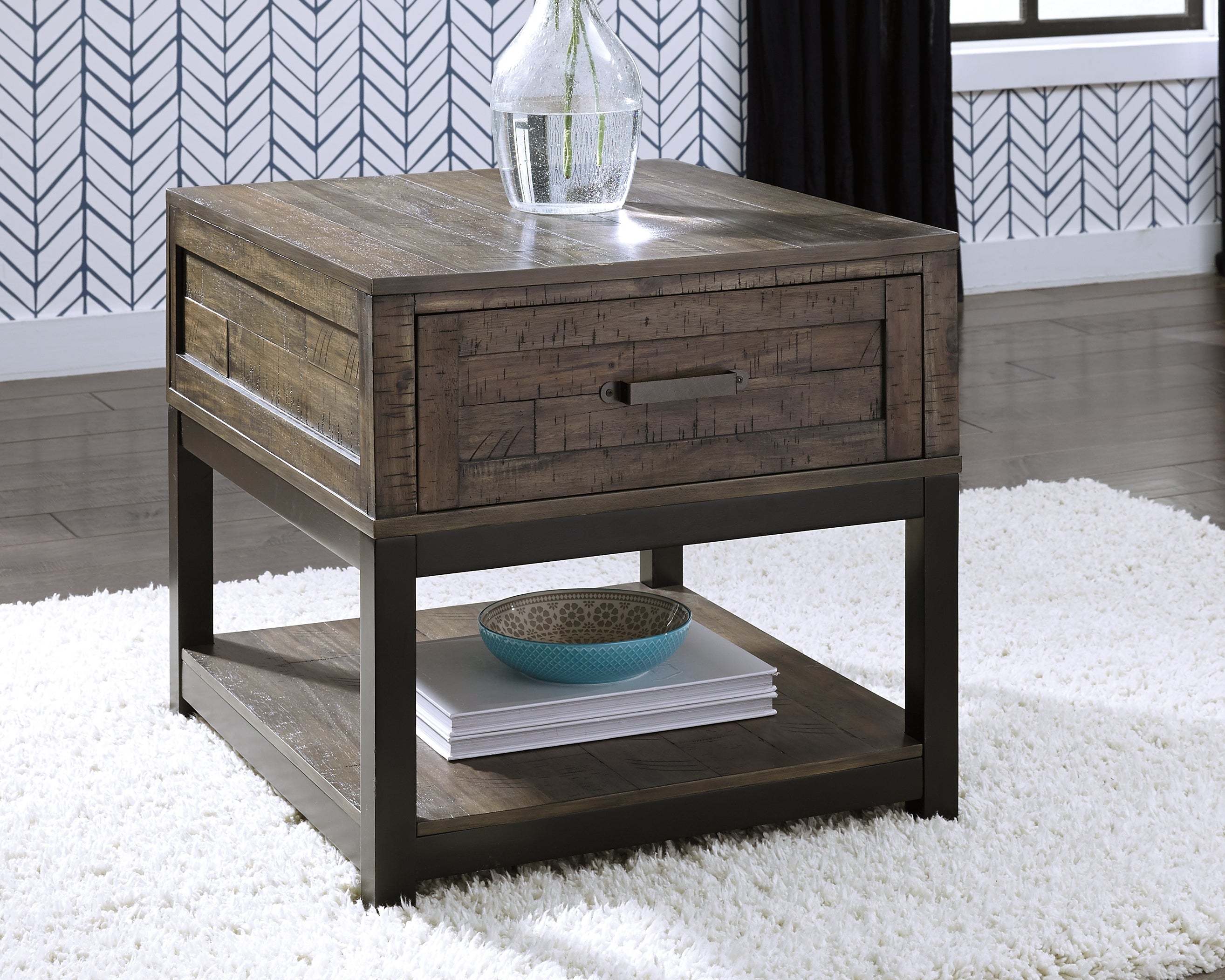 Prime Furniture - Ashley Furniture - Johurst End Table - Rectangular End Table / Grayish Brown - T444-3