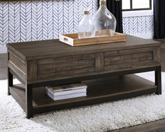 Prime Furniture - Ashley Furniture - Johurst Coffee Table with Lift Top - LIFT TOP COCKTAIL TABLE / Grayish Brown - T444-9