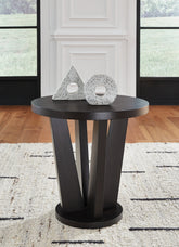 Prime Furniture - Ashley Furniture - Chasinfield End Table - Round End Table / Dark Brown - T458-6