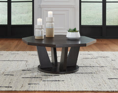 Prime Furniture - Ashley Furniture - Chasinfield Coffee Table - Octagon Cocktail Table / Dark Brown - T458-8