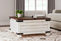 Prime Furniture - Ashley Furniture - Wystfield Coffee Table - Cocktail Table with Storage / White/Brown - T459-20