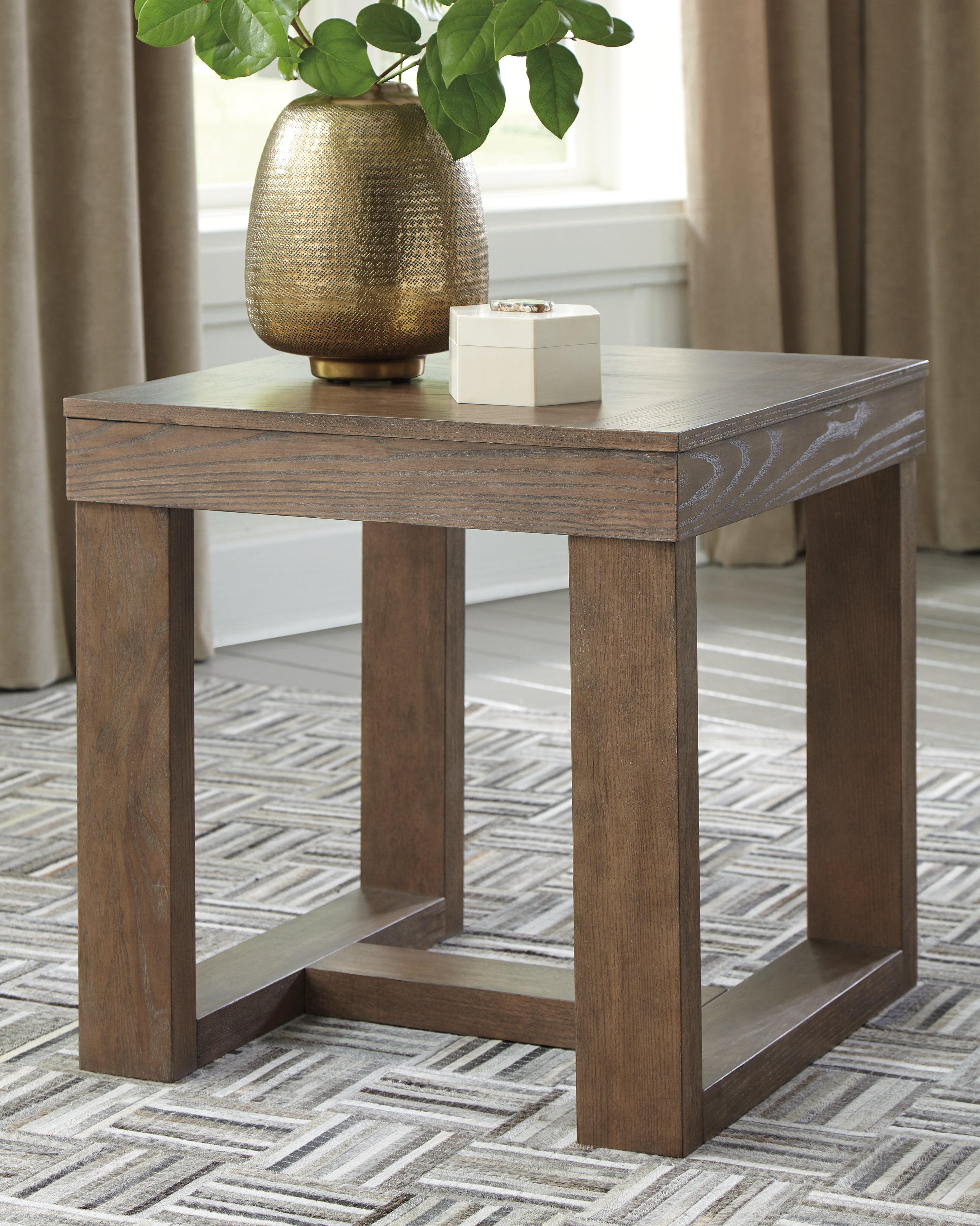 Prime Furniture - Ashley Furniture - Cariton End Table - Square End Table / Gray - T471-2