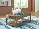Prime Furniture - Ashley Furniture - Burkbyer Coffee Table - Rectangular Cocktail Table / Brown - T513-1