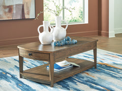 Prime Furniture - Ashley Furniture - Burkbyer Coffee Table - Rectangular Cocktail Table / Brown - T513-1