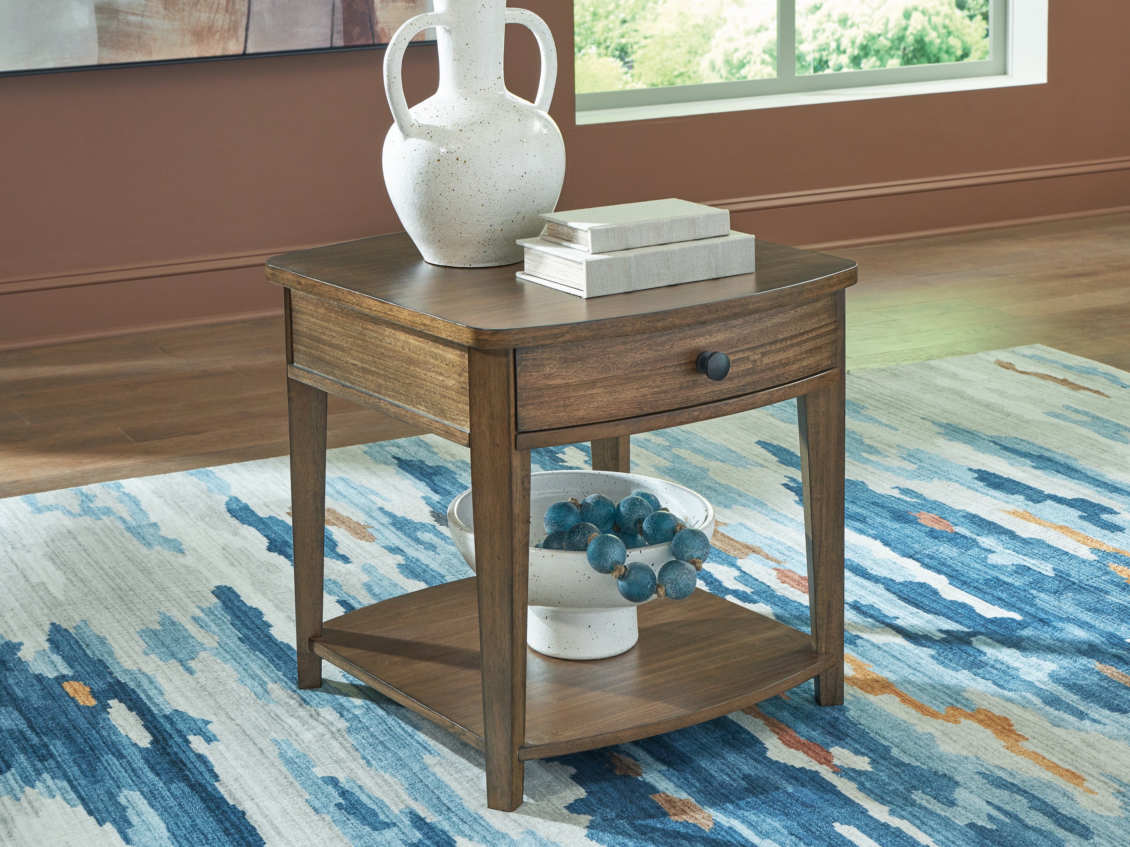 Prime Furniture - Ashley Furniture - Burkbyer End Table - Rectangular End Table / Brown - T513-3