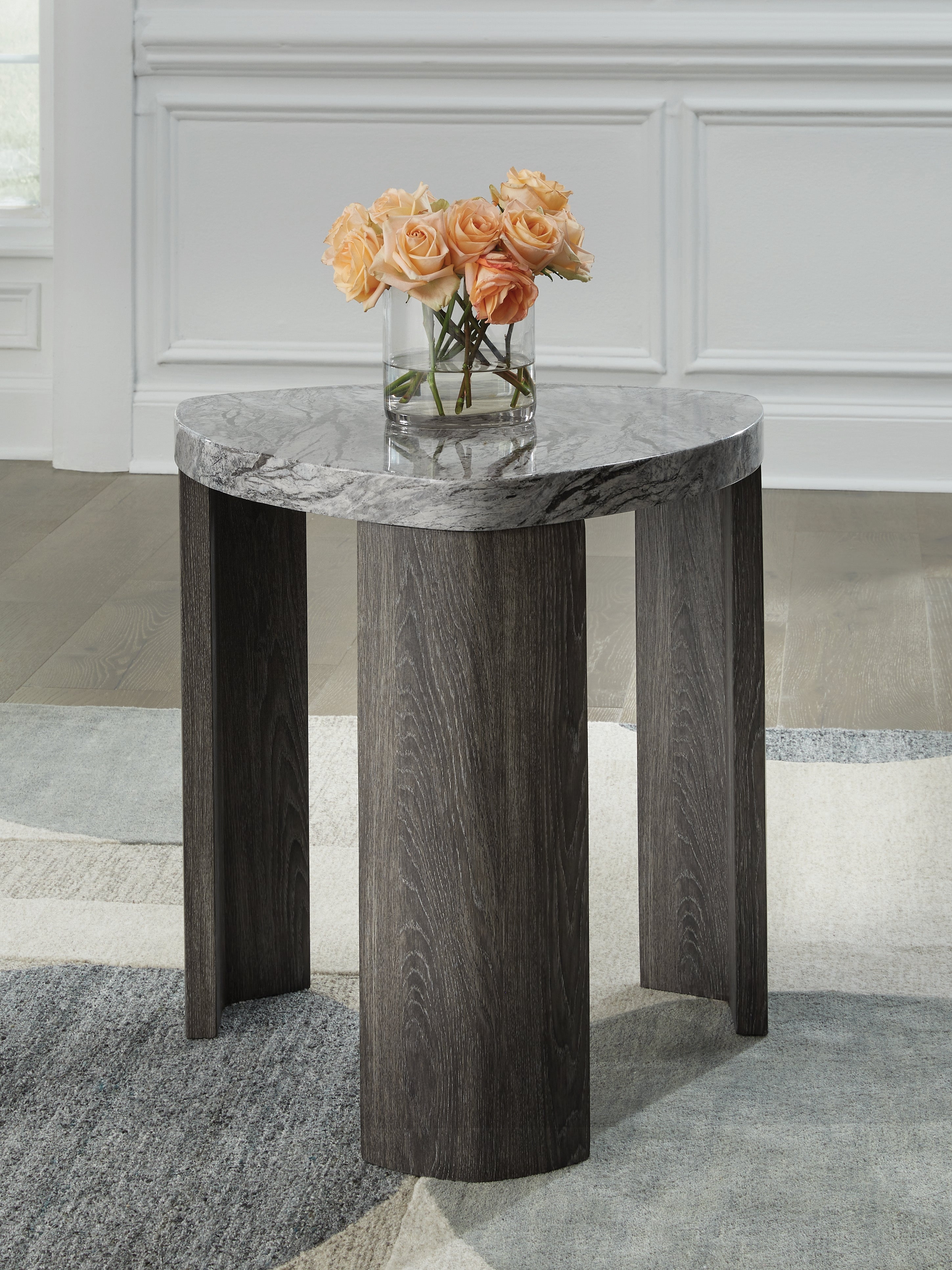 Prime Furniture - Ashley Furniture - Surmour End Table - Triangle End Table / Gray/Brown - T600-6