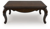 Prime Furniture - Ashley Furniture - Maylee Coffee Table - Rectangular Cocktail Table / Dark Brown - T617-1