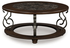 Prime Furniture - Ashley Furniture - Frallyn Coffee Table - Round Cocktail Table / Dark Brown - T623-8