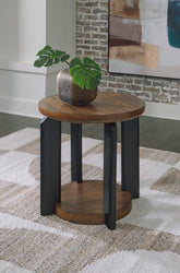 Prime Furniture - Ashley Furniture - Kraeburn End Table - Round End Table / Brown/Black - T624-6