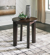 Prime Furniture - Ashley Furniture - Korestone 2 End Table - Round End Table / Dark Brown - T657-6