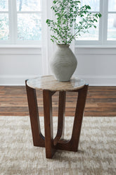 Prime Furniture - Ashley Furniture - Tanidore End Table - Round End Table / Warm Brown - T667-6