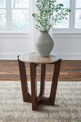 Prime Furniture - Ashley Furniture - Tanidore End Table - Round End Table / Warm Brown - T667-6
