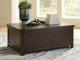 Prime Furniture - Ashley Furniture - Breckington Coffee Table With Storage - Cocktail Table with Storage / Dark Brown - T678-20
