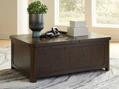 Prime Furniture - Ashley Furniture - Breckington Coffee Table With Storage - Cocktail Table with Storage / Dark Brown - T678-20