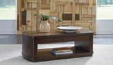 Prime Furniture - Ashley Furniture - Korestone Lift-Top Coffee Table - Lift Top Cocktail Table / Dark Brown - T679-9
