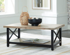 Prime Furniture - Ashley Furniture - Bristenfort Coffee Table - Rectangular Cocktail Table / Brown/Black - T685-1