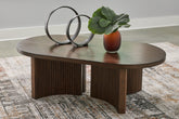 Prime Furniture - Ashley Furniture - Korestone Coffee Table - Rectangular Cocktail Table / Dark Brown - T438-1