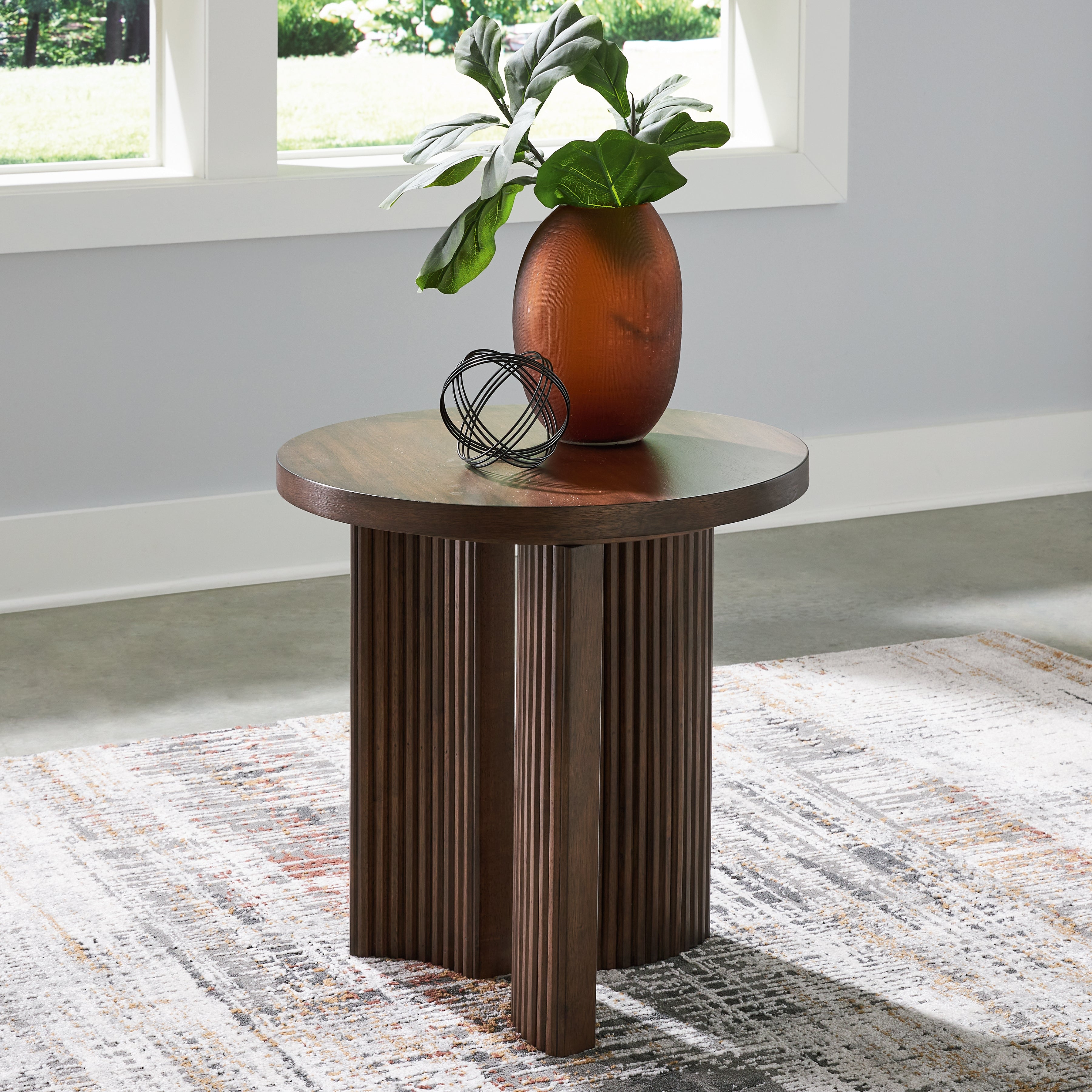 Prime Furniture - Ashley Furniture - Korestone End Table - Rectangular End Table / Dark Brown - T438-3