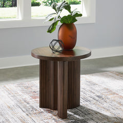 Prime Furniture - Ashley Furniture - Korestone End Table - Rectangular End Table / Dark Brown - T438-3