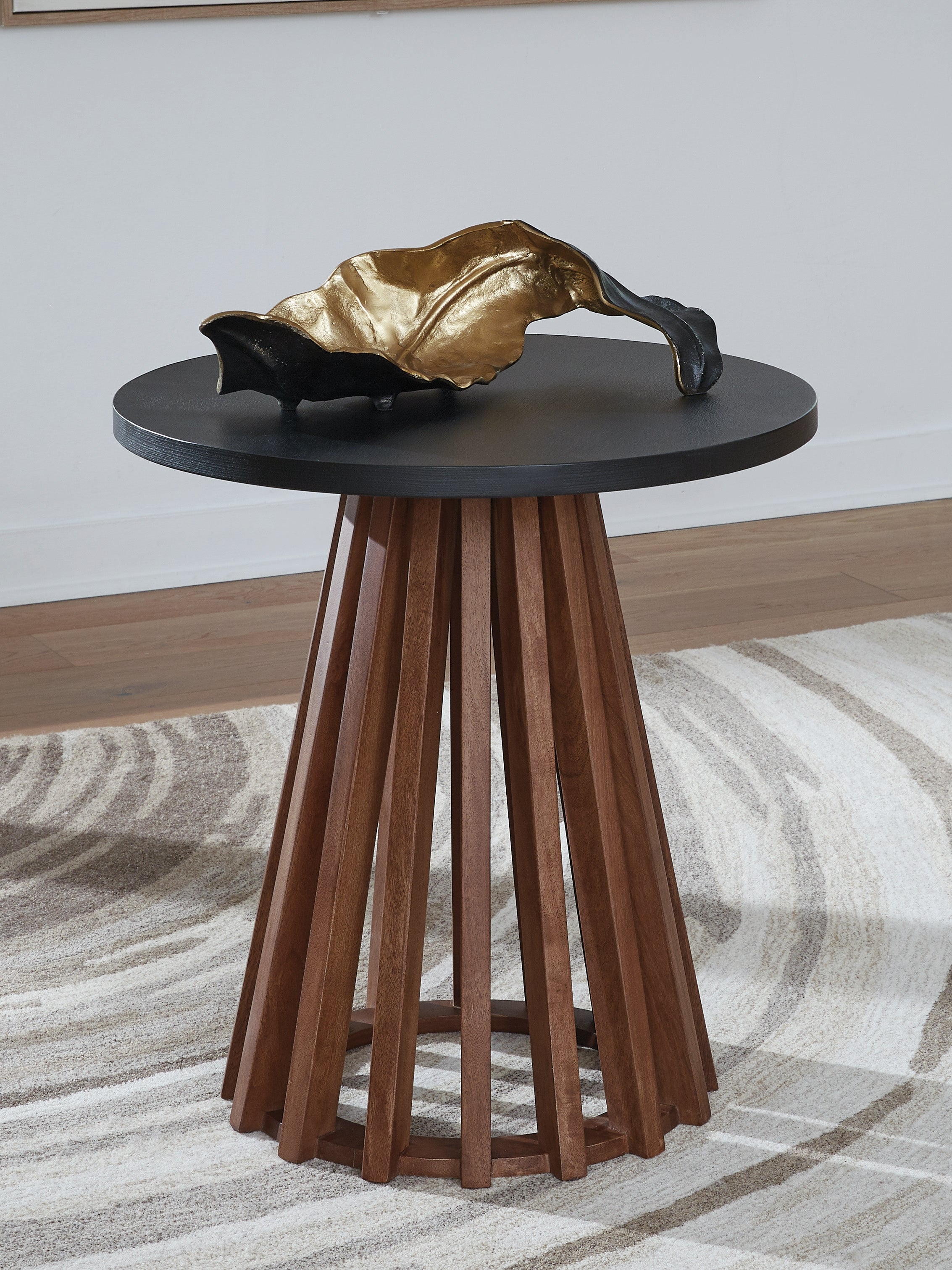 Prime Furniture - Ashley Furniture - Kallari End Table - Round End Table / Warm Brown/Black - T737-6
