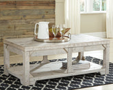 Prime Furniture - Ashley Furniture - Fregine Coffee Table with Lift Top - Lift Top Cocktail Table / Whitewash - T755-9