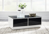 Prime Furniture - Ashley Furniture - Gardoni Coffee Table - Rectangular Cocktail Table / White/Black - T756-1