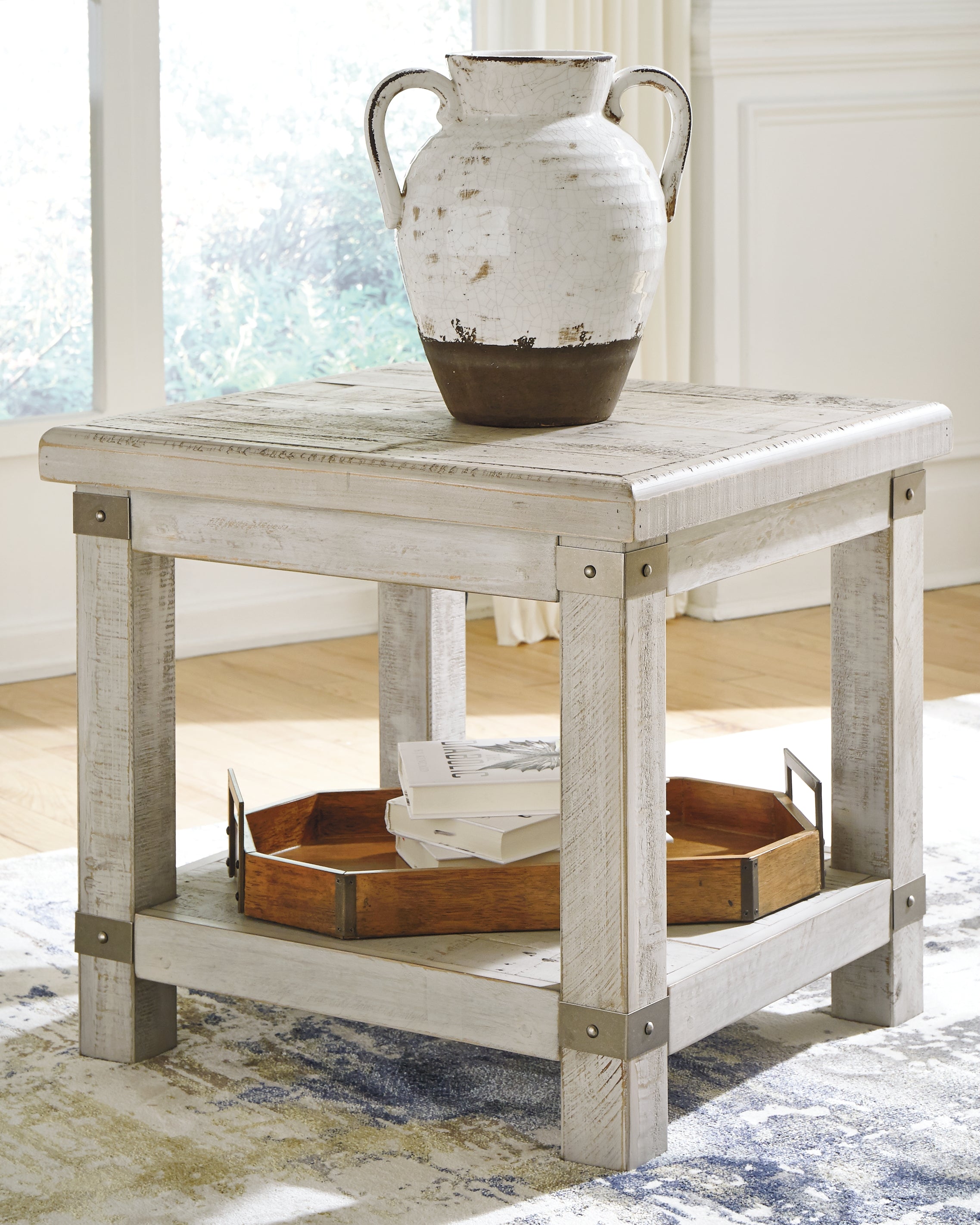 Prime Furniture - Ashley Furniture - Carynhurst End Table - Rectangular End Table / Whitewash - T929-3