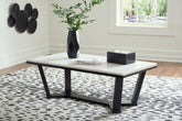 Prime Furniture - Ashley Furniture - Fostead Coffee Table - Rectangular Cocktail Table / White/Espresso - T770-1
