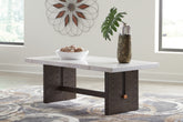 Prime Furniture - Ashley Furniture - Burkhaus Coffee Table - Rectangular Cocktail Table / White/Dark Brown - T779-1