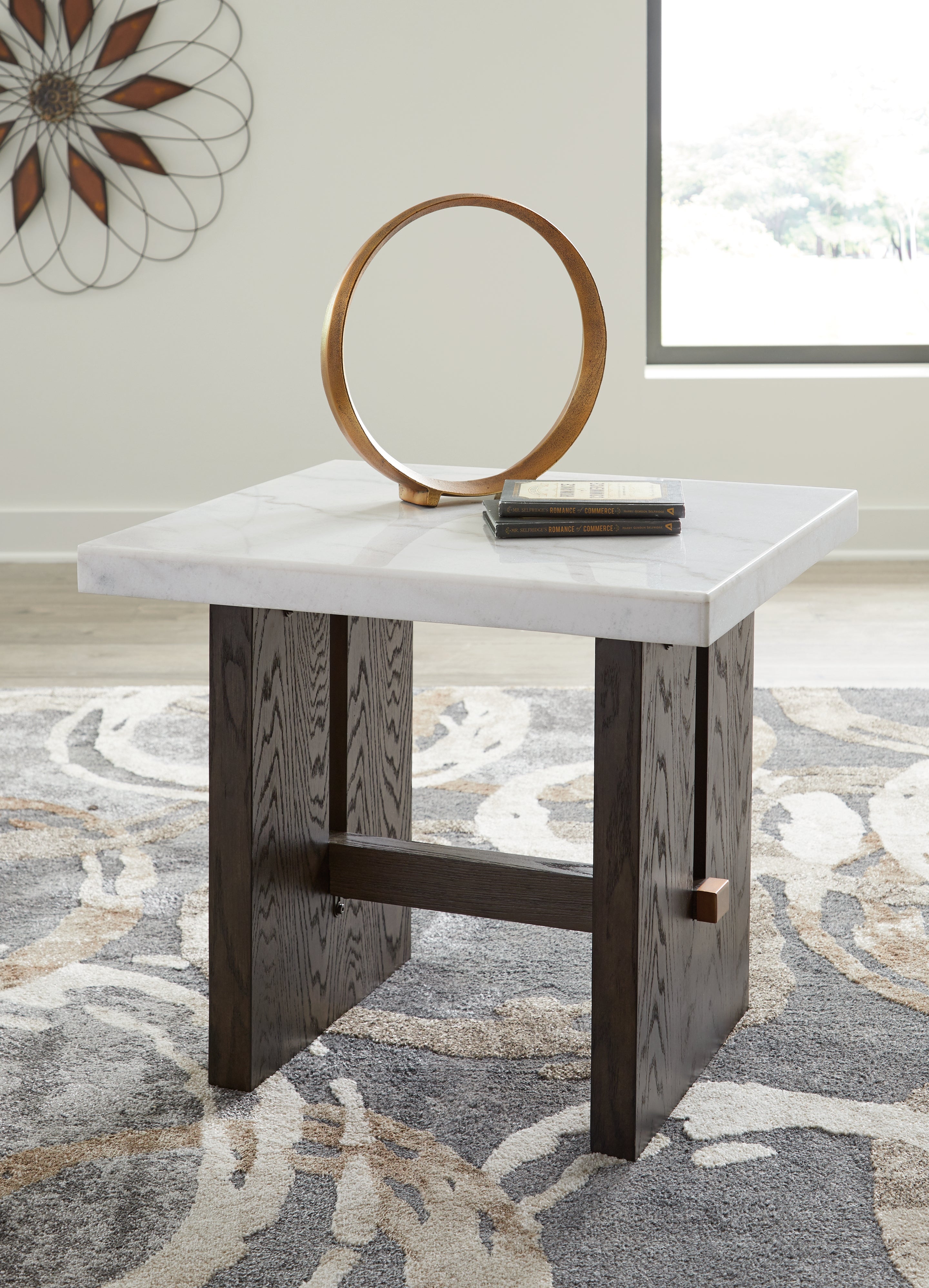 Prime Furniture - Ashley Furniture - Burkhaus End Table - Rectangular End Table / White/Dark Brown - T779-3