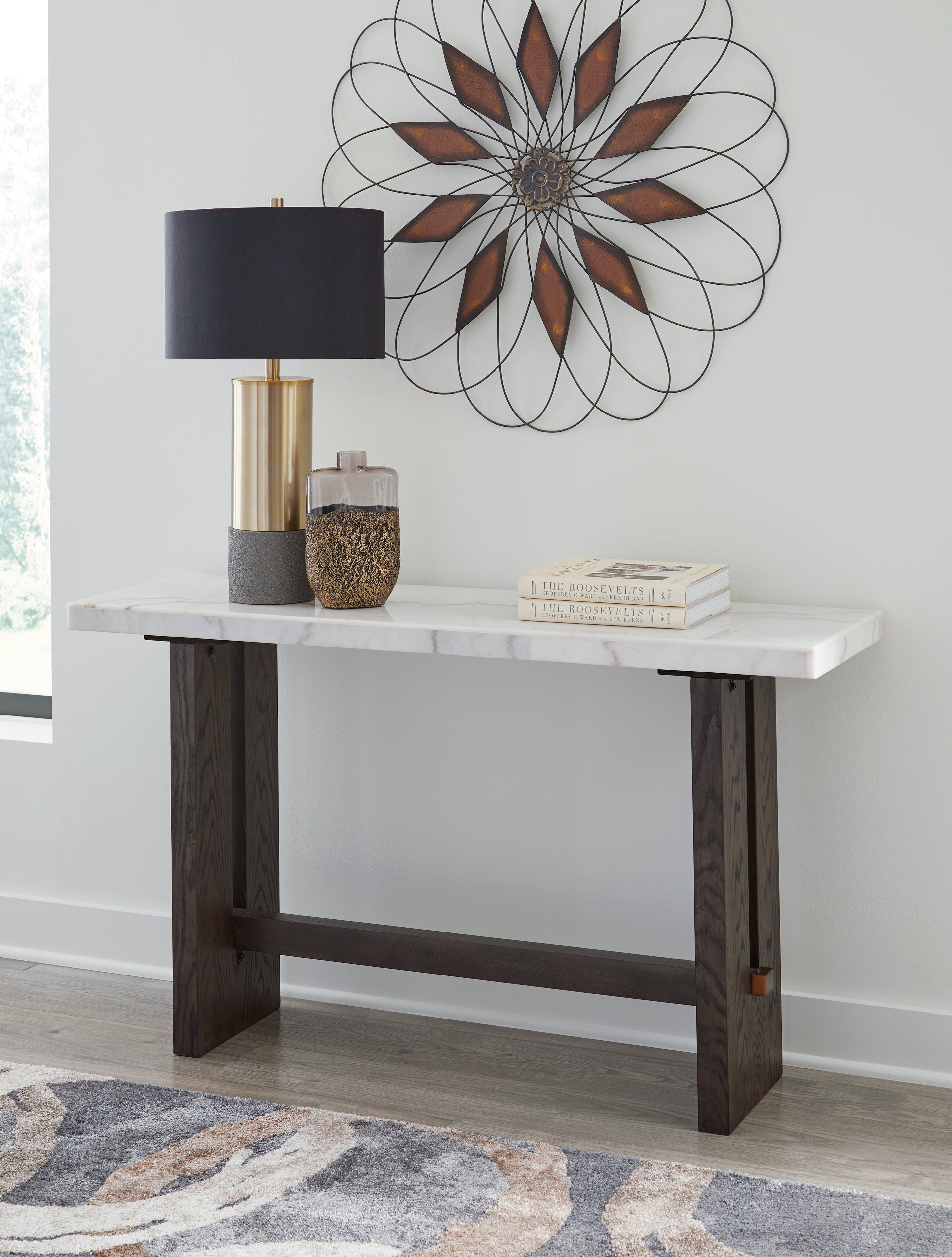 Prime Furniture - Ashley Furniture - Burkhaus Sofa Table - Sofa Table / White/Dark Brown - T779-4