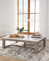 Prime Furniture - Ashley Furniture - Loyaska Coffee Table - Rectangular Cocktail Table / Brown/Ivory - T789-1