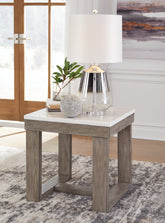 Prime Furniture - Ashley Furniture - Loyaska End Table - Rectangular End Table / Grayish Brown/White - T854-3