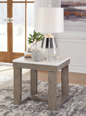 Prime Furniture - Ashley Furniture - Loyaska End Table - Rectangular End Table / Grayish Brown/White - T854-3