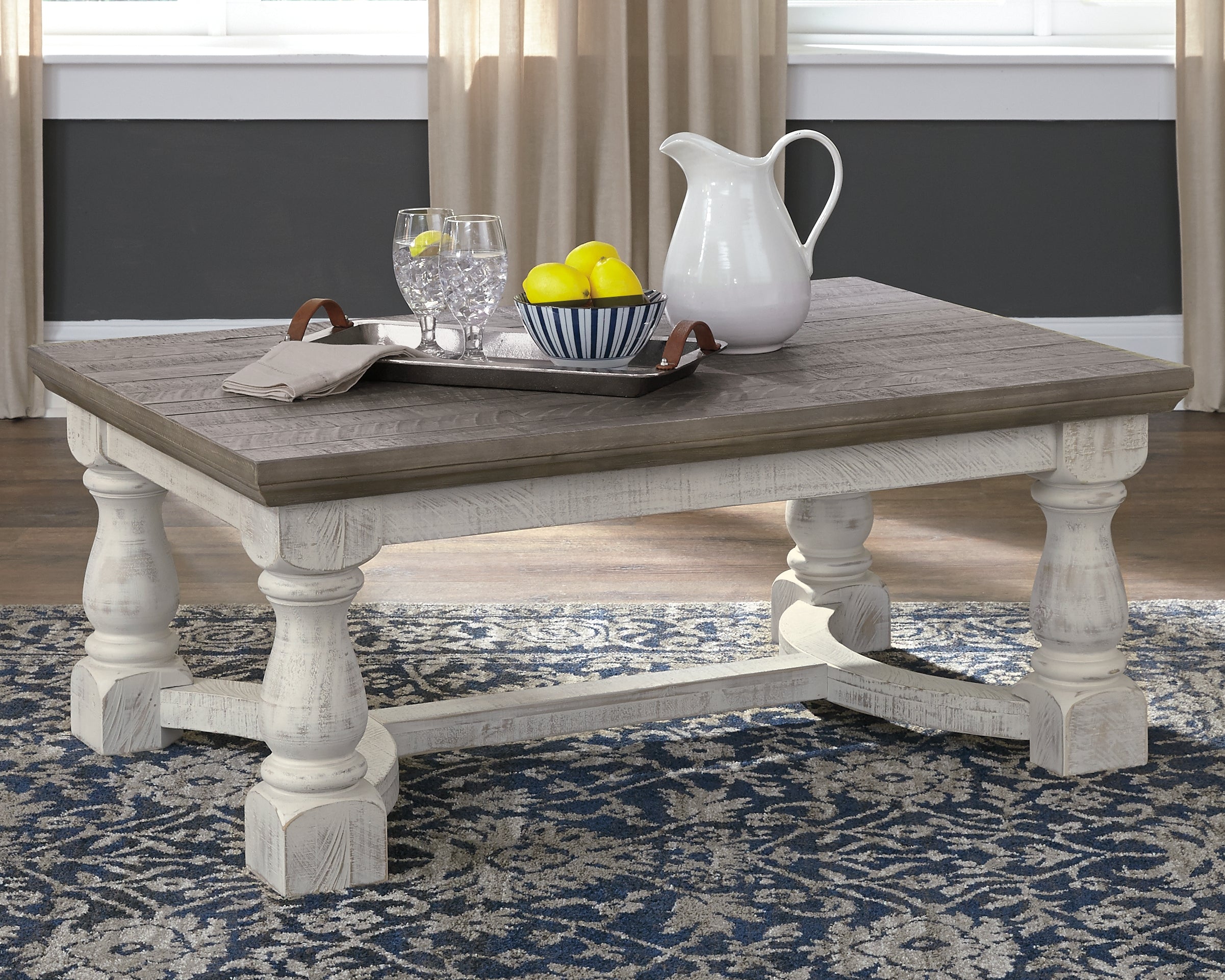 Prime Furniture - Ashley Furniture - Havalance Coffee Table - Rectangular Cocktail Table / Gray/White - T814-1