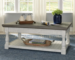 Prime Furniture - Ashley Furniture - Havalance Lift-Top Coffee Table - Lift Top Cocktail Table / White/Gray - T994-20