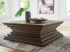 Prime Furniture - Ashley Furniture - Hannodream Coffee Table - Square Cocktail Table / Warm Brown - T821-8