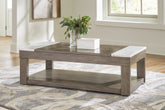 Prime Furniture - Ashley Furniture - Loyaska Lift-Top Coffee Table - Lift Top Cocktail Table / Grayish Brown/White - T854-9