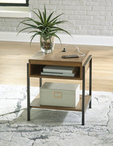 Prime Furniture - Ashley Furniture - Fridley End Table - Rectangular End Table / Brown/Black - T964-3