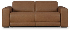Prime Furniture - Ashley Furniture - Magic Man Sectional - 2-Piece Power Reclining Sectional Loveseat with Console / Caramel - PCU10700S3