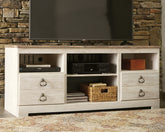 Prime Furniture - Ashley Furniture - Willowton TV Stand - 64" / Whitewash - W267-68