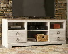 Prime Furniture - Ashley Furniture - Willowton TV Stand - 64" / Whitewash - W267-68
