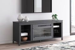 Prime Furniture - Ashley Furniture - Cayberry TV Stand - 60" with Electric Fireplace / Black - W2721-168