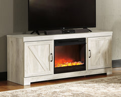 Prime Furniture - Ashley Furniture - Bellaby 63" TV Stand with Fireplace - 63" TV Stand with Fireplace / Whitewash - W331W4