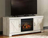 Prime Furniture - Ashley Furniture - Bellaby 63" TV Stand with Electric Fireplace - 63" TV Stand with Electric Fireplace / Whitewash - W331W9