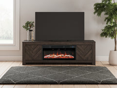 Prime Furniture - Ashley Furniture - Cayboni 71" TV Stand with Electric Fireplace - 71" TV Stand with Electric Fireplace / Black - W3789W1