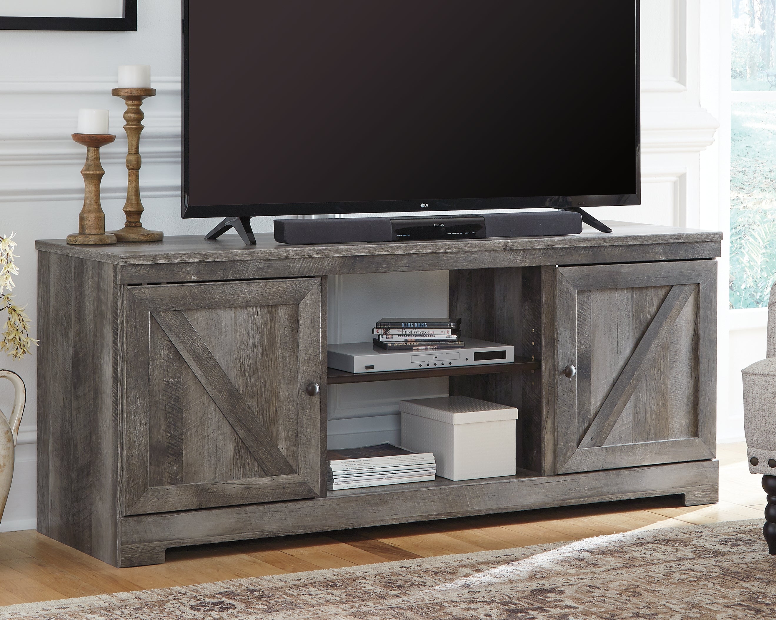 Prime Furniture - Ashley Furniture - Wynnlow TV Stand - 63" / Gray - W440-68