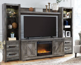 Prime Furniture - Ashley Furniture - Wynnlow 4-Piece Entertainment Center with Electric Fireplace - 4-Piece Entertainment Center with Electric Fireplace / Gray - W440W5